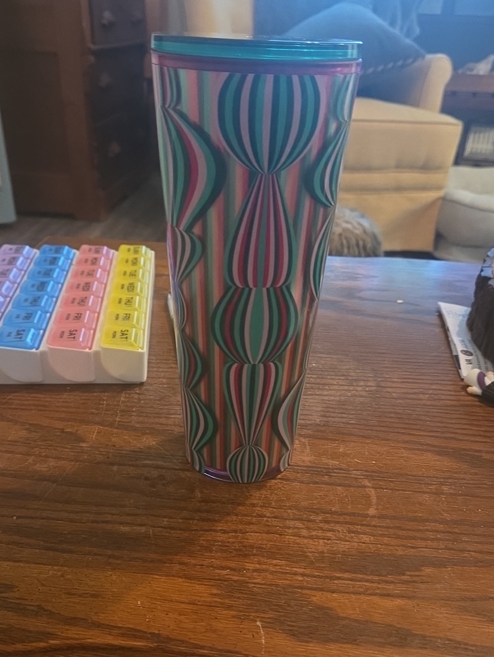 Starbucks Striped Geo Tumbler - Teal, Pink, Green